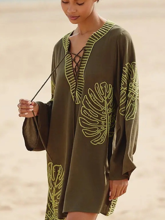 Anthropologie Other - Celandine Anthropologie Green Kaftan Dress Swim Cover Up Sz XS/S *